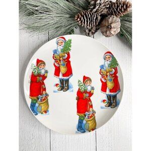 Set Of 4 Vintage Santa Claus 10" Lunch / Dessert Ceramic Christmas Holiday Table